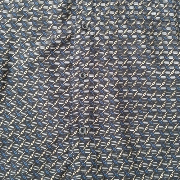 Feldini Black & Blue Geometric Print Lightweight Button Up Shirt Men's Size XXL - Picture 9 of 12